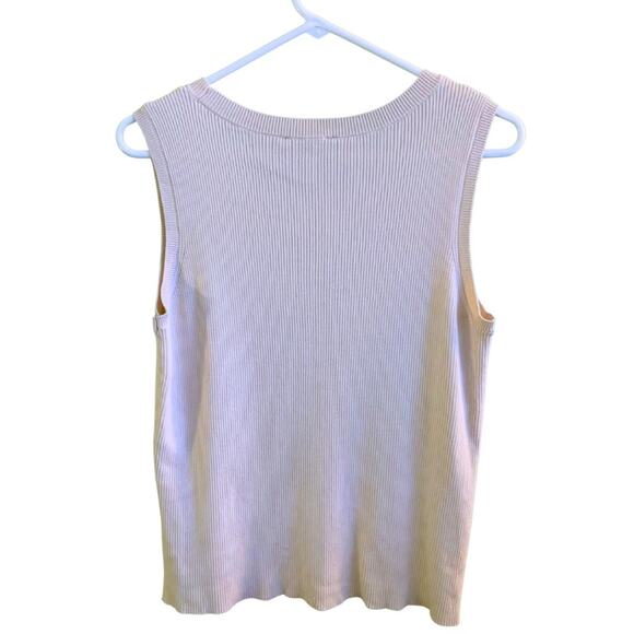 Simply Vera Wang Cream Ribbed Sleeveless Crewneck Sweater Top Large Ivory Beige - Picture 6 of 10